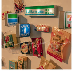New Home Accessories Japan 711 Family Lawson Light Sign Fridge Magnets Creative Miniature DIY Magnetic Decorations