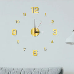 Large 3D DIY Silent Wall Clock – Black/Gold/Silver Modern Design