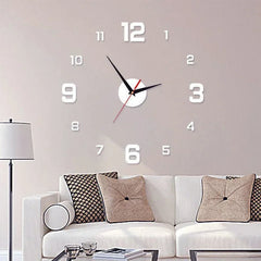 Large 3D DIY Silent Wall Clock – Black/Gold/Silver Modern Design
