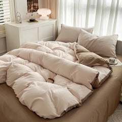 4-Piece Solid Color Brush Fabric Bedding Set – Duvet Cover & Pillowcases
