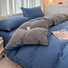 4-Piece Solid Color Brush Fabric Bedding Set – Duvet Cover & Pillowcases