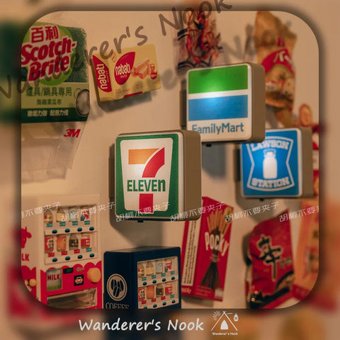 New Home Accessories Japan 711 Family Lawson Light Sign Fridge Magnets Creative Miniature DIY Magnetic Decorations