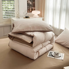 4-Piece Solid Color Brush Fabric Bedding Set – Duvet Cover & Pillowcases