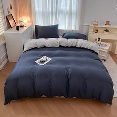 4-Piece Solid Color Brush Fabric Bedding Set – Duvet Cover & Pillowcases