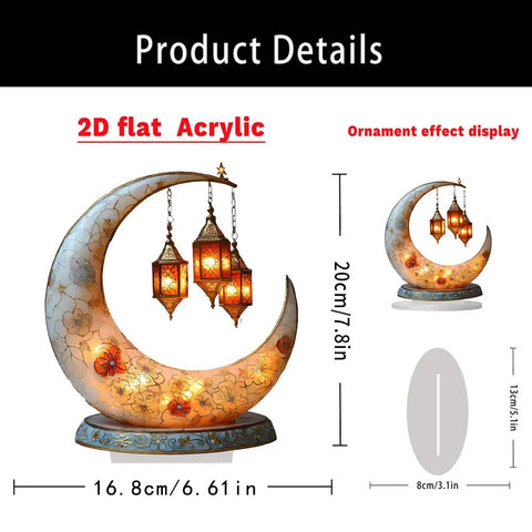8in Colorful Acrylic Moon Lantern – Flat 2D Art Decor