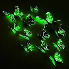 12-Piece 3D Luminous Butterfly Wall Stickers – Modern DIY Decor