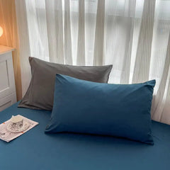 4-Piece Solid Color Brush Fabric Bedding Set – Duvet Cover & Pillowcases