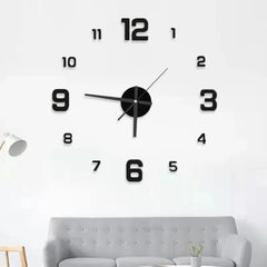 Large 3D DIY Silent Wall Clock – Black/Gold/Silver Modern Design