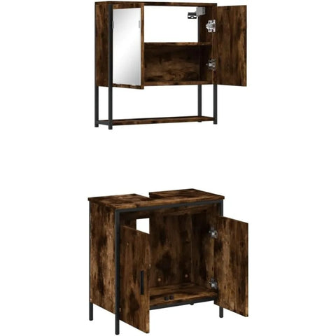 2-Piece Smoked Oak Bathroom Furniture Set