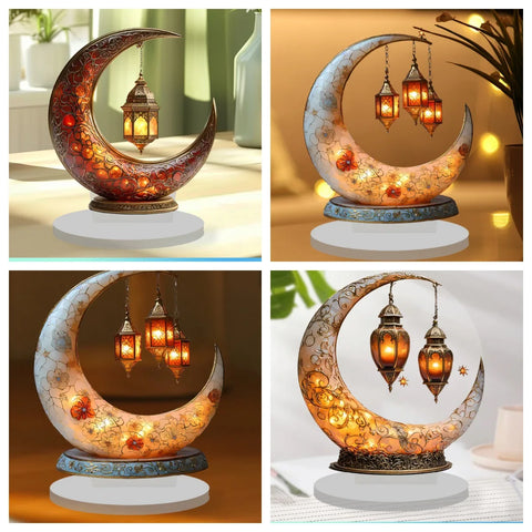 8in Colorful Acrylic Moon Lantern – Flat 2D Art Decor
