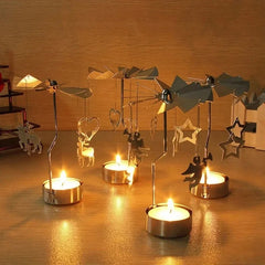 Metal Rotating Candle Holder – Christmas & Party Decoration