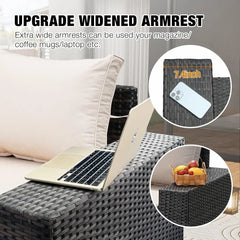 5-Piece All-Weather Wicker Patio Sectional Sofa Set with Cushions