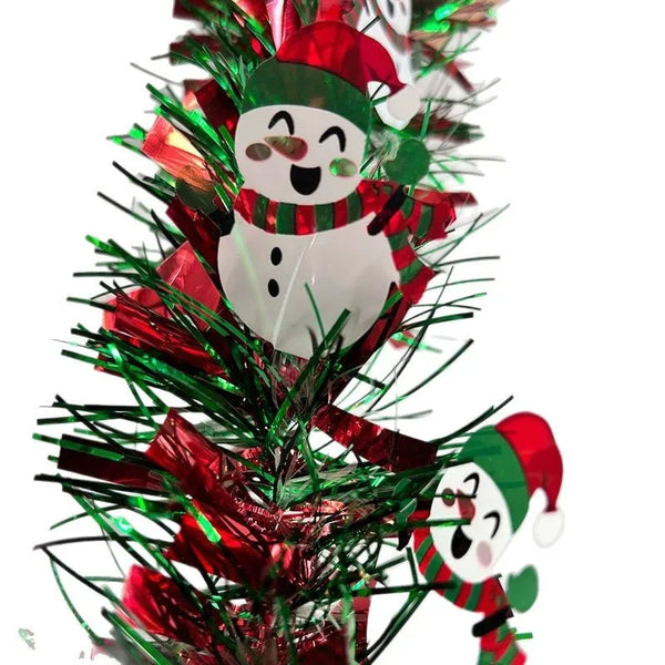 6.6FT Metallic Twist Christmas Tinsel Garland with Santa & Gingerbread
