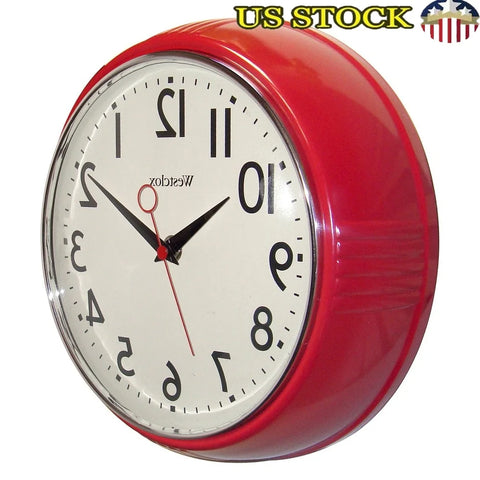Retro Quartz Wall Clock with Convex Glass Lens & Metal Hands