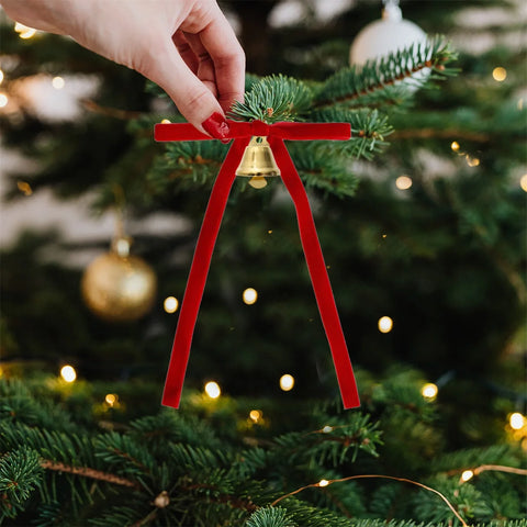 Christmas Velvet Red Bows with Bells