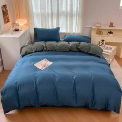 4-Piece Solid Color Brush Fabric Bedding Set – Duvet Cover & Pillowcases