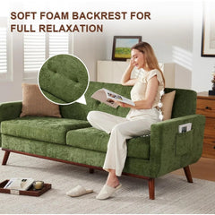 77" Chenille Mid-Century Modern Tufted Sofa Loveseat