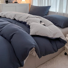 4-Piece Solid Color Brush Fabric Bedding Set – Duvet Cover & Pillowcases
