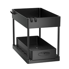 2-Tier Sliding Under Sink Organizer with Hooks & Hanging Cup