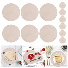 Set of 6 Round Braided Washable Placemats – 34cm Heat Resistant