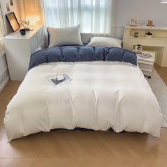 4-Piece Solid Color Brush Fabric Bedding Set – Duvet Cover & Pillowcases