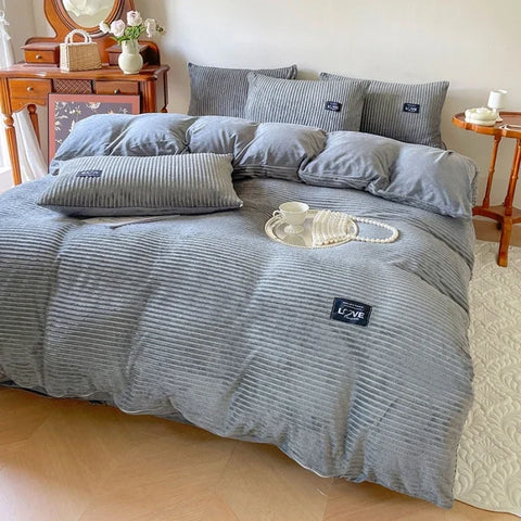 Thick Velvet Winter Duvet Cover – Solid Color Soft Quilt Cover