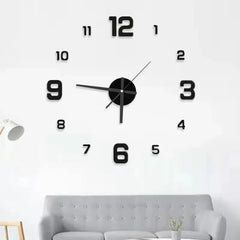 Large 3D DIY Silent Wall Clock – Black/Gold/Silver Modern Design