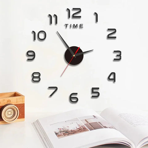 Large 3D DIY Silent Wall Clock – Black/Gold/Silver Modern Design