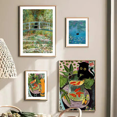 Funny Art Canvas Prints – Black Cat & Van Gogh Sunflowers Inspired Posters