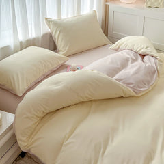 4-Piece Solid Color Brush Fabric Bedding Set – Duvet Cover & Pillowcases