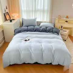 4-Piece Solid Color Brush Fabric Bedding Set – Duvet Cover & Pillowcases