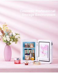 4L Mini Makeup Fridge with LED Light & Mirror – Portable Cosmetic Cooler