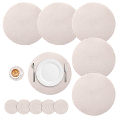 Set of 6 Round Braided Washable Placemats – 34cm Heat Resistant
