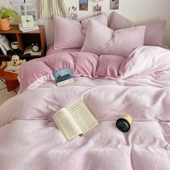 Winter Milk Fleece 4-Piece Flannel Bedding Set