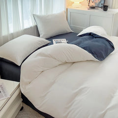 4-Piece Solid Color Brush Fabric Bedding Set – Duvet Cover & Pillowcases