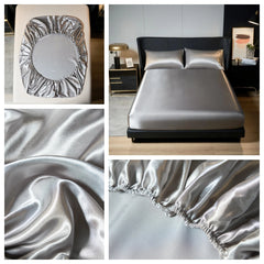 Kuup 3-Piece Satin Polyester Bedding Set with Elastic Fitted Sheet – King Size