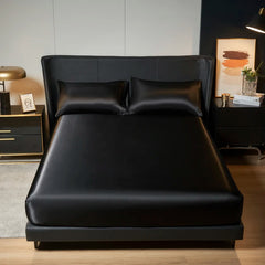 Kuup 3-Piece Satin Polyester Bedding Set with Elastic Fitted Sheet – King Size