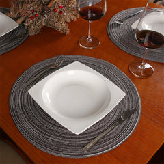 Set of 6 Round Braided Washable Placemats – 34cm Heat Resistant
