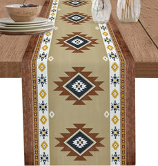 Boho American Indian Style Linen Table Runner – Reusable Decor