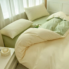 4-Piece Solid Color Brush Fabric Bedding Set – Duvet Cover & Pillowcases