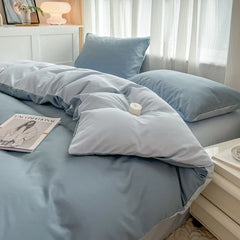 4-Piece Solid Color Brush Fabric Bedding Set – Duvet Cover & Pillowcases