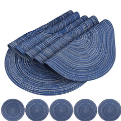 Set of 6 Round Braided Washable Placemats – 34cm Heat Resistant