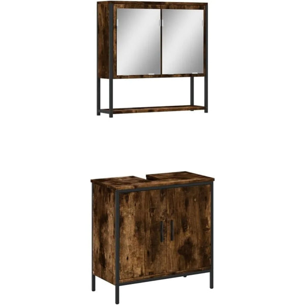 2-Piece Smoked Oak Bathroom Furniture Set