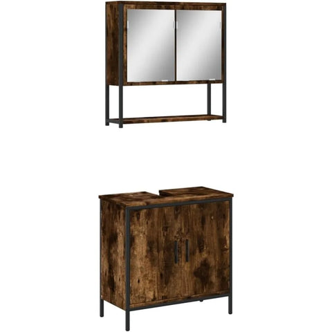 2-Piece Smoked Oak Bathroom Furniture Set