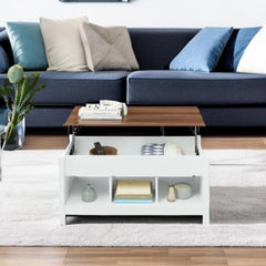 Lift Top Coffee Table with Hidden Storage and Display Shelves