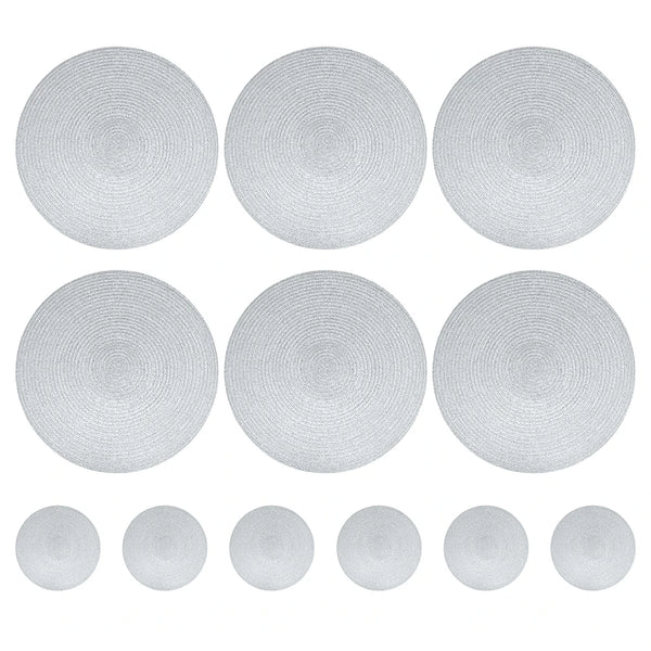 Set of 6 Round Braided Washable Placemats – 34cm Heat Resistant