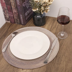 Set of 6 Round Braided Washable Placemats – 34cm Heat Resistant