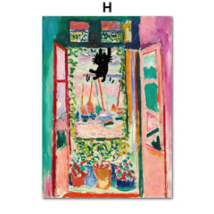 Funny Art Canvas Prints – Black Cat & Van Gogh Sunflowers Inspired Posters