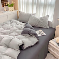 4-Piece Solid Color Brush Fabric Bedding Set – Duvet Cover & Pillowcases