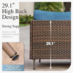 L-Shaped 4-Seat Outdoor Wicker Sectional Set with Coffee Table